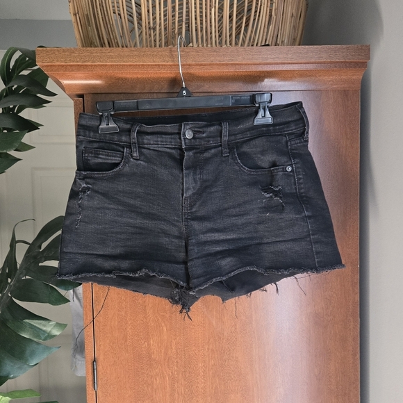 Black Distressed Denim Shorts - Picture 1 of 4